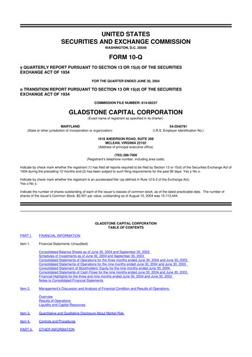 Thumbnail Gladstone Capital Corporation 10-Q Quarterly Report FY 
