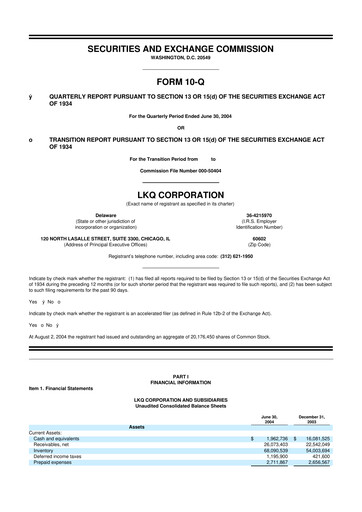 Thumbnail LKQ Corporation 10-Q Quarterly Report FY 