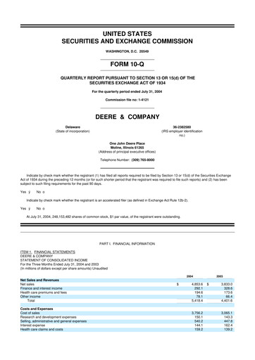 Thumbnail Deere & Company (John Deere) 10-Q Quarterly Report FY 