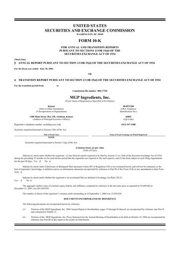 Thumbnail MGP Ingredients 10-K Annual Report 