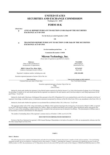 Thumbnail Micron Technology 10-K Annual Report 