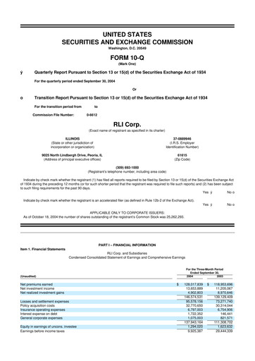 Vorschaubild RLI Corp.
 10-Q Quartalsbericht  