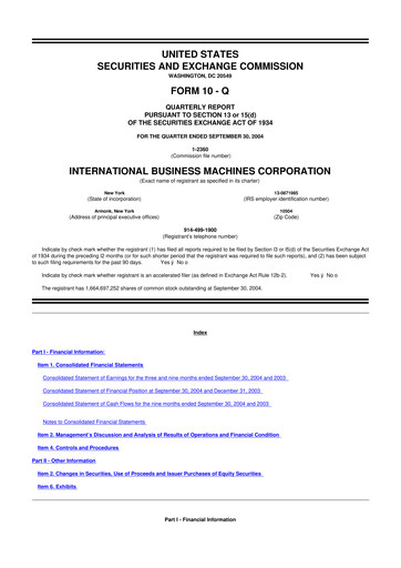 Thumbnail IBM 10-Q Quarterly Report FY 