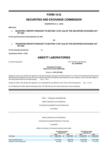 Thumbnail Abbott Laboratories 10-Q Quarterly Report FY 