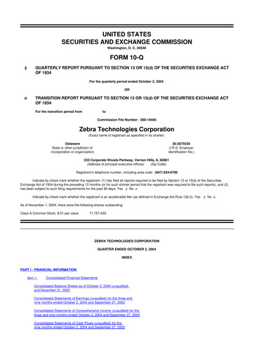 Thumbnail Zebra Technologies 10-Q Quarterly Report FY 