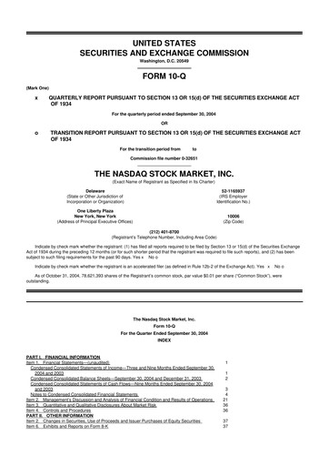 Thumbnail Nasdaq 10-Q Quarterly Report FY 