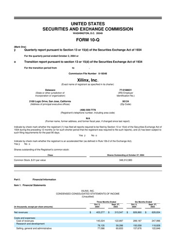 Thumbnail Xilinx 10-Q Quarterly Report FY 