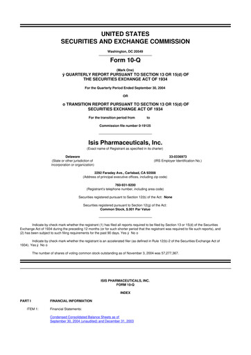 Thumbnail Ionis Pharmaceuticals
 10-Q Quarterly Report FY 
