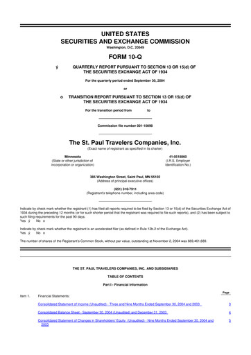 Thumbnail The Travelers Companies 10-Q Quarterly Report FY 
