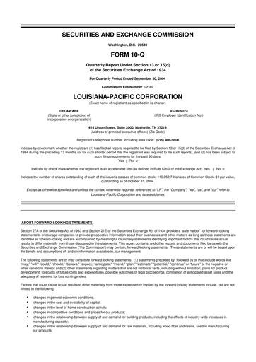 Thumbnail Louisiana-Pacific
 10-Q Quarterly Report FY 