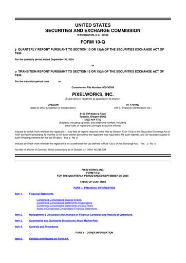 Thumbnail Pixelworks 10-Q Quarterly Report FY 