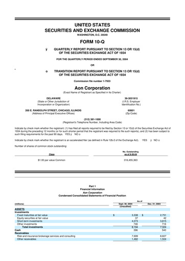 Thumbnail Aon 10-Q Quarterly Report FY 