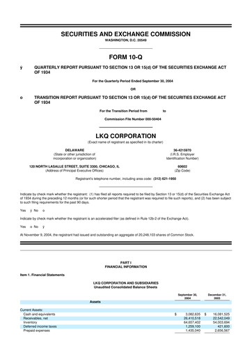 Thumbnail LKQ Corporation 10-Q Quarterly Report FY 