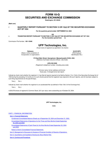 Vorschaubild UFP Technologies
 10-Q Quartalsbericht  