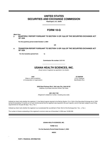 Thumbnail USANA 10-Q Quarterly Report FY 