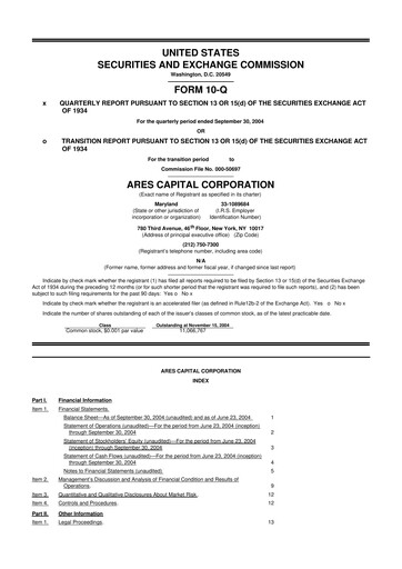 Thumbnail Ares Capital
 10-Q Quarterly Report FY 