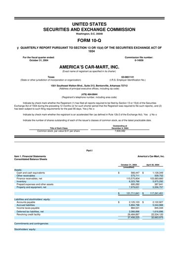 Thumbnail America's Car-Mart 10-Q Quarterly Report FY 