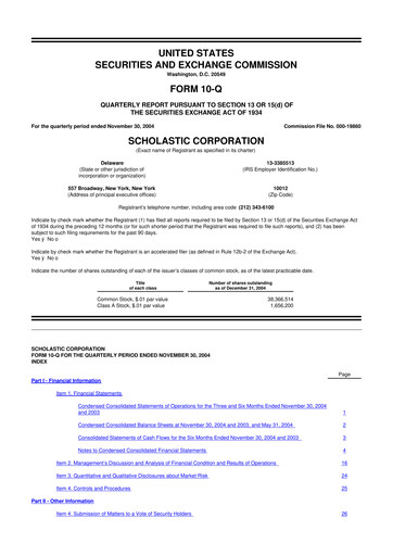 Thumbnail Scholastic 10-Q Quarterly Report FY 