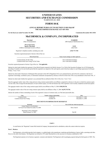 Thumbnail McCormick & Company
 10-K Annual Report 