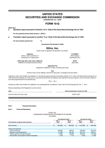 Thumbnail Xilinx 10-Q Quarterly Report FY 