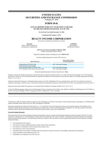 Thumbnail Realty Income 10-K Annual Report 