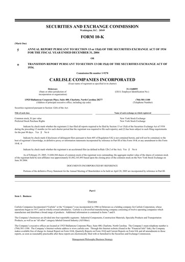 Thumbnail Carlisle Companies
 10-K Annual Report 