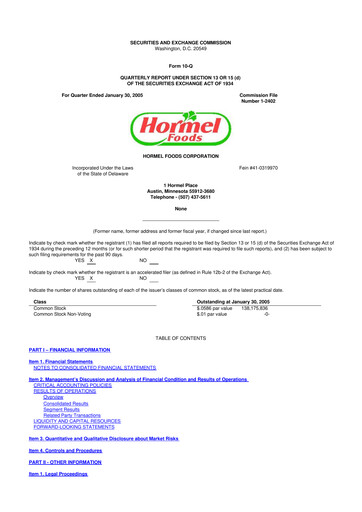 Thumbnail Hormel Foods 10-Q Quarterly Report FY 