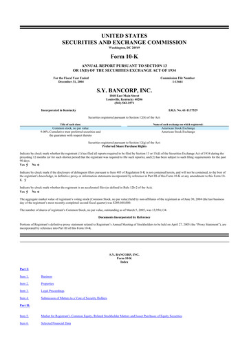 Thumbnail Stock Yards Bancorp 10-K Annual Report 