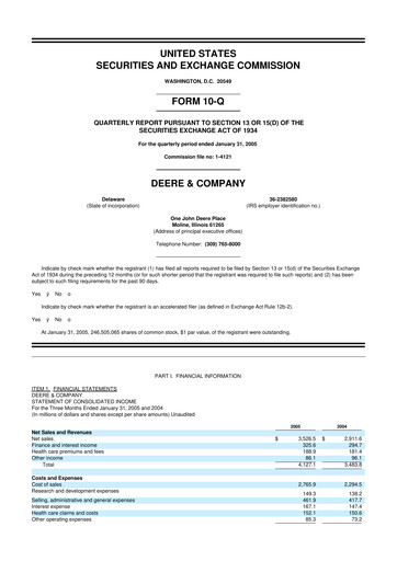Thumbnail Deere & Company (John Deere) 10-Q Quarterly Report FY 