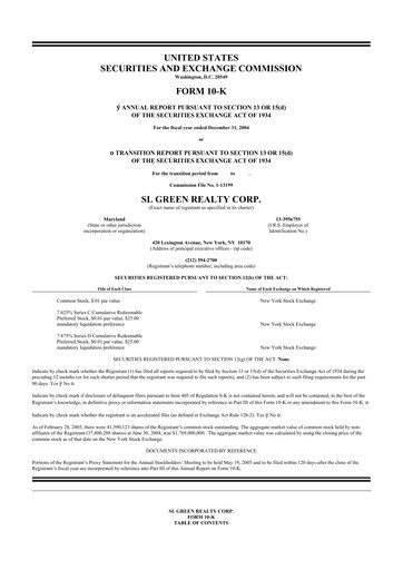 Thumbnail SL Green Realty
 10-K Annual Report 