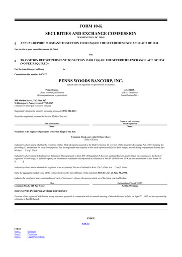 Vorschaubild Penns Woods Bancorp 10-K Jahresbericht 