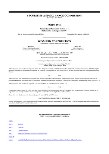 Thumbnail Winmark 10-K Annual Report 