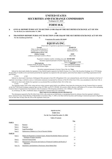 Thumbnail Equifax 10-K Annual Report 