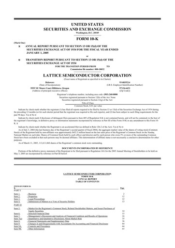 Thumbnail Lattice Semiconductor 10-K Annual Report 