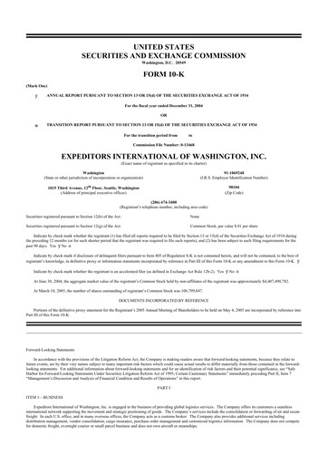Thumbnail Expeditors International 10-K Annual Report 