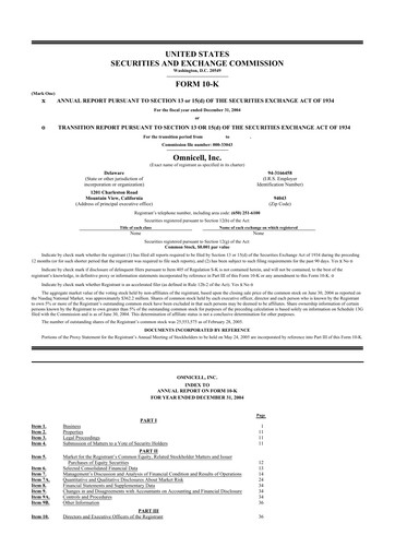 Thumbnail Omnicell
 10-K Annual Report 