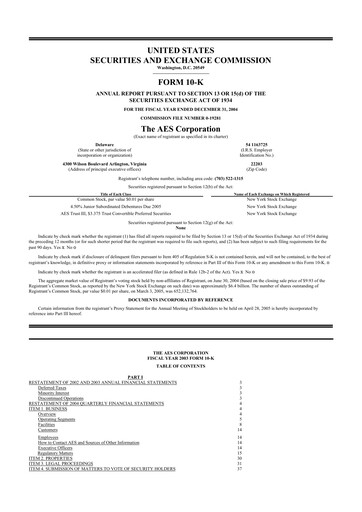 Thumbnail AES 10-K Annual Report 