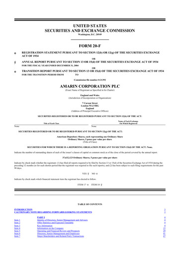 Thumbnail Amarin Corporation
 20-F Annual Report 