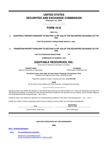 Thumbnail EQT Corporation
 10-Q Quarterly Report FY 