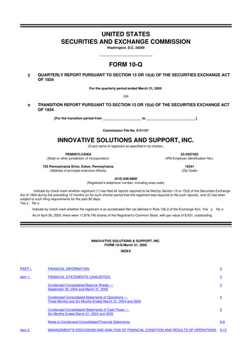 Miniature Innovative Solutions and Support 10-Q Rapport trimestriel  
