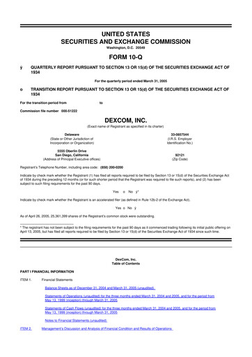 Thumbnail DexCom 10-Q Quarterly Report FY 