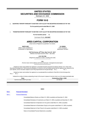 Thumbnail Ares Capital
 10-Q Quarterly Report FY 