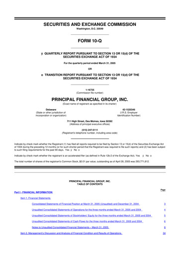 Thumbnail Principal Financial Group 10-Q Quarterly Report FY 