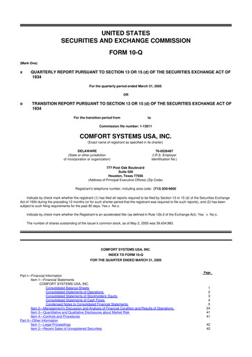 Thumbnail Comfort Systems USA 10-Q Quarterly Report FY 