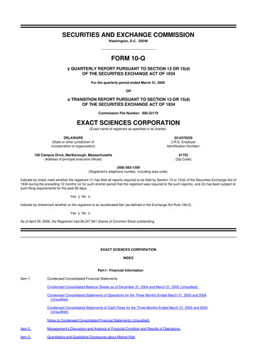 Vorschaubild Exact Sciences 10-Q Quartalsbericht  