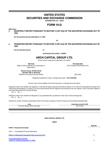 Vorschaubild Arch Capital 10-Q Quartalsbericht  