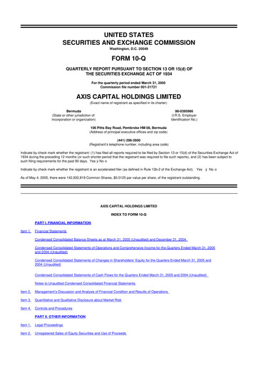 Vorschaubild AXIS Capital
 10-Q Quartalsbericht  