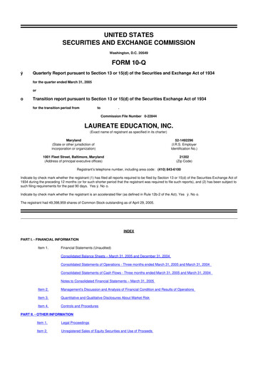 Thumbnail Laureate Education
 10-Q Quarterly Report FY 