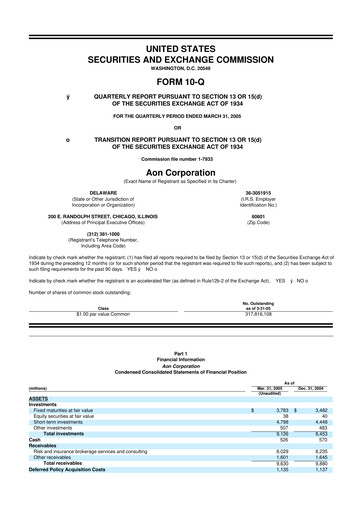 Thumbnail Aon 10-Q Quarterly Report FY 