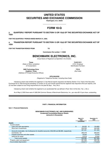 Vorschaubild Benchmark Electronics
 10-Q Quartalsbericht  